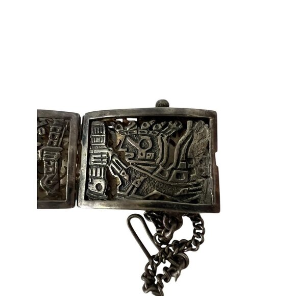 Arte Orfebre Sterling Silver 925 Bracelet MayanAztec Panel Bracelet 46 Grams - Picture 17 of 17